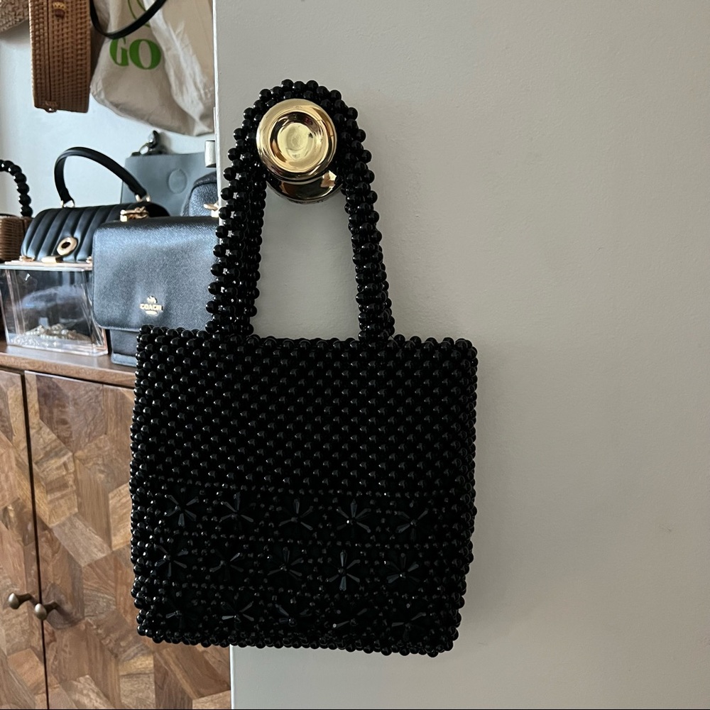 black beaded bag